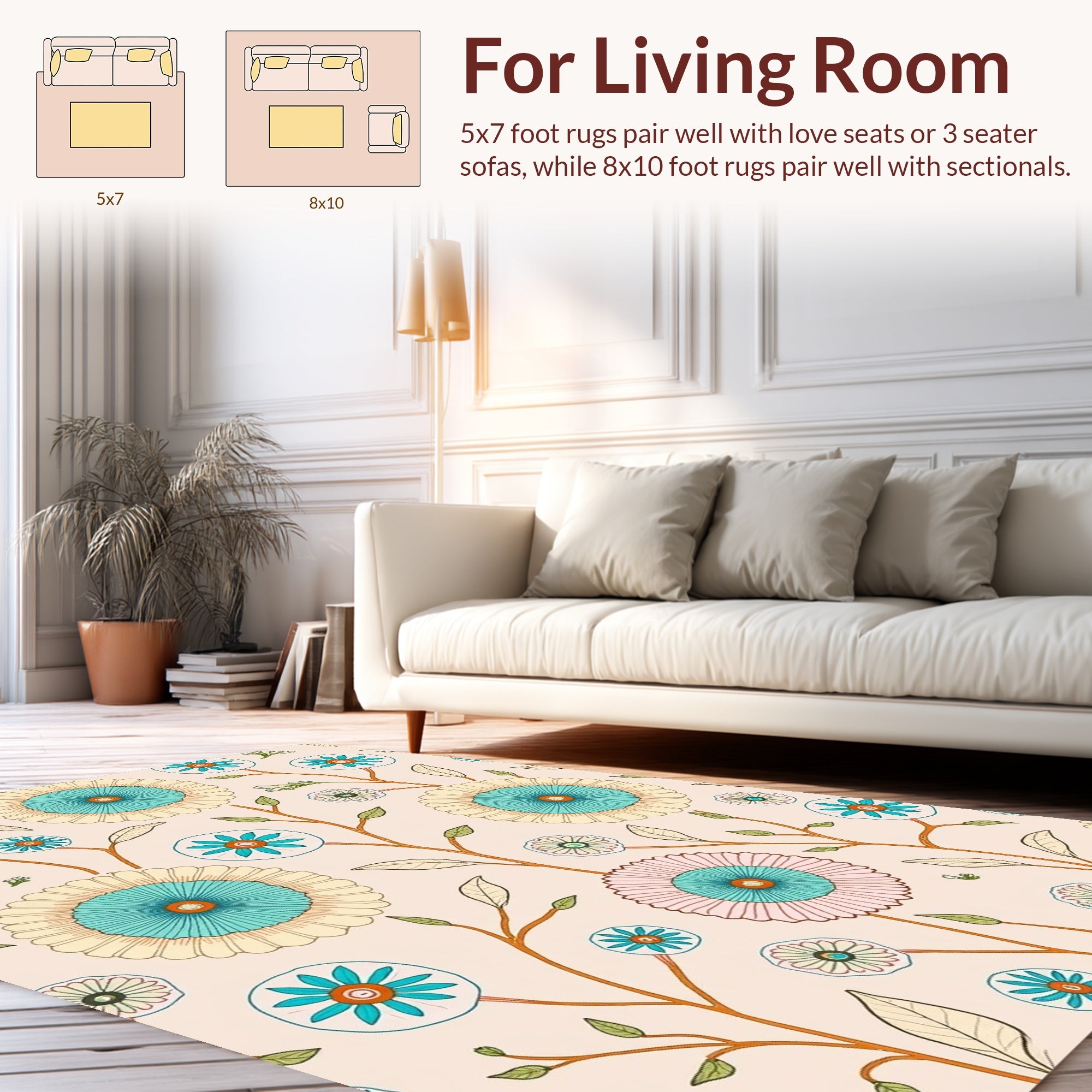 Retro Floral Vine Pattern Rug
