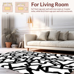Bold Black Interlocking Abstract Pattern Rug