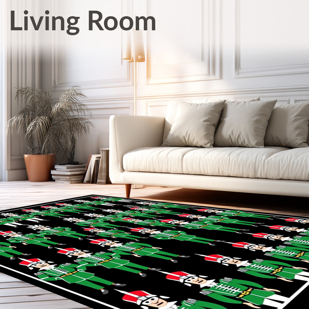 Green Soldiers Uniform Motif Repeat Rug