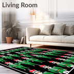 Green Soldiers Uniform Motif Repeat Rug