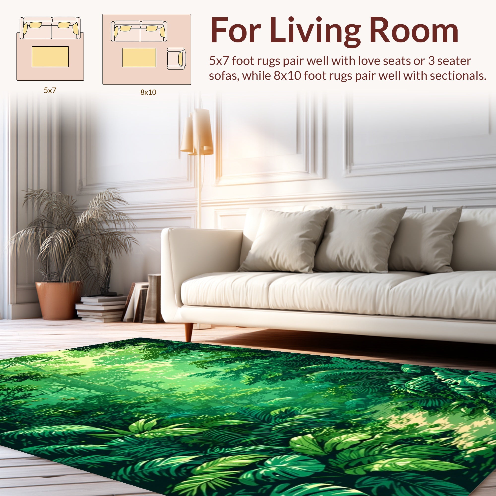 Lush Emerald Jungle Path Rug