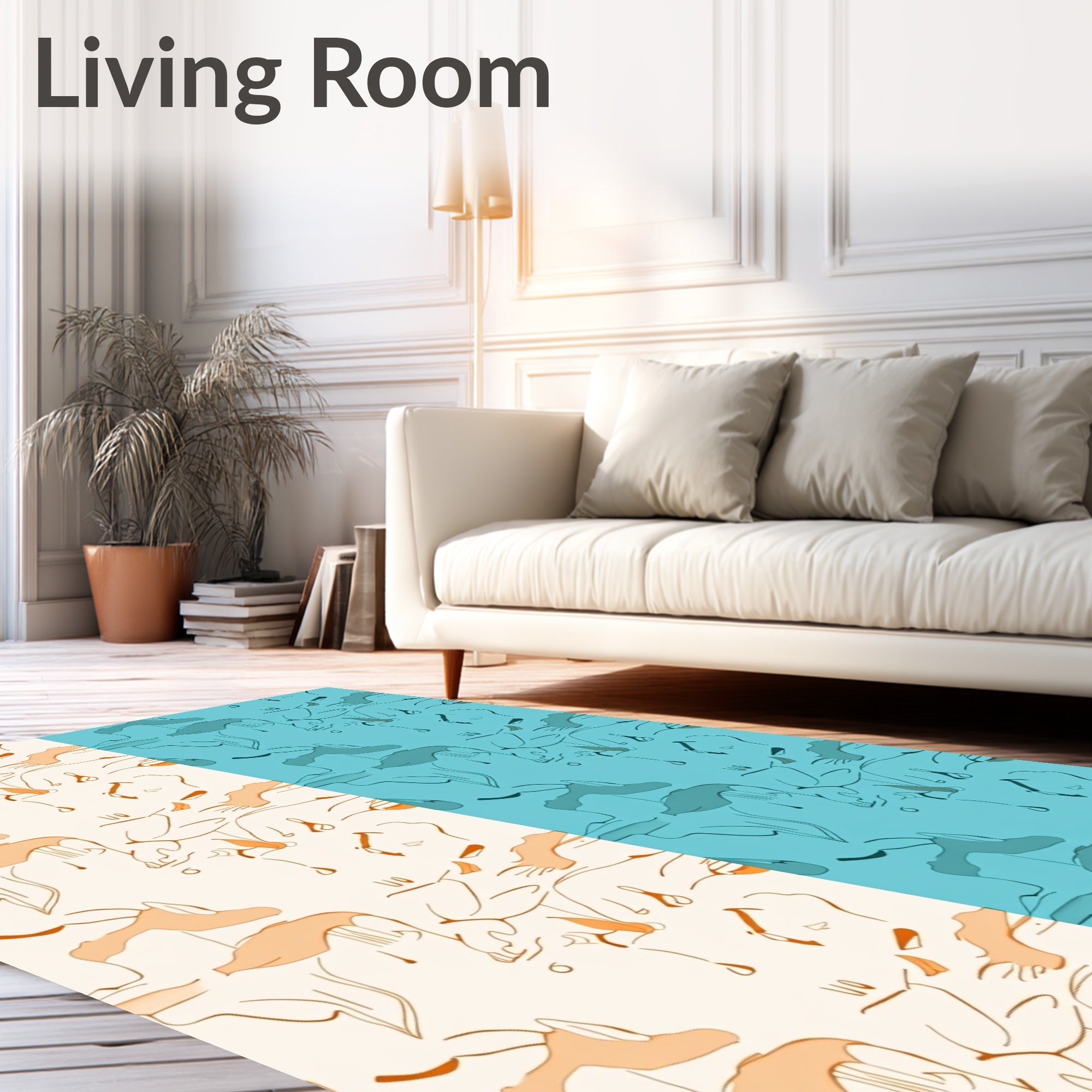 Pale Orange Abstract Line Drawing Rug