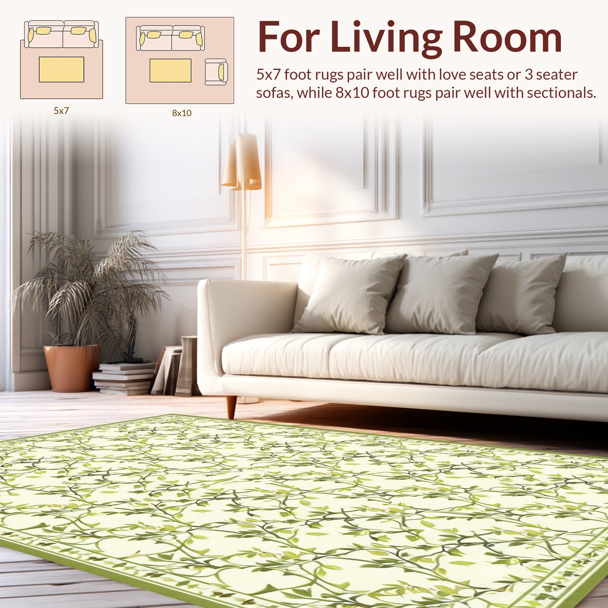 Verdant Vine Patterned Cover Design Rug