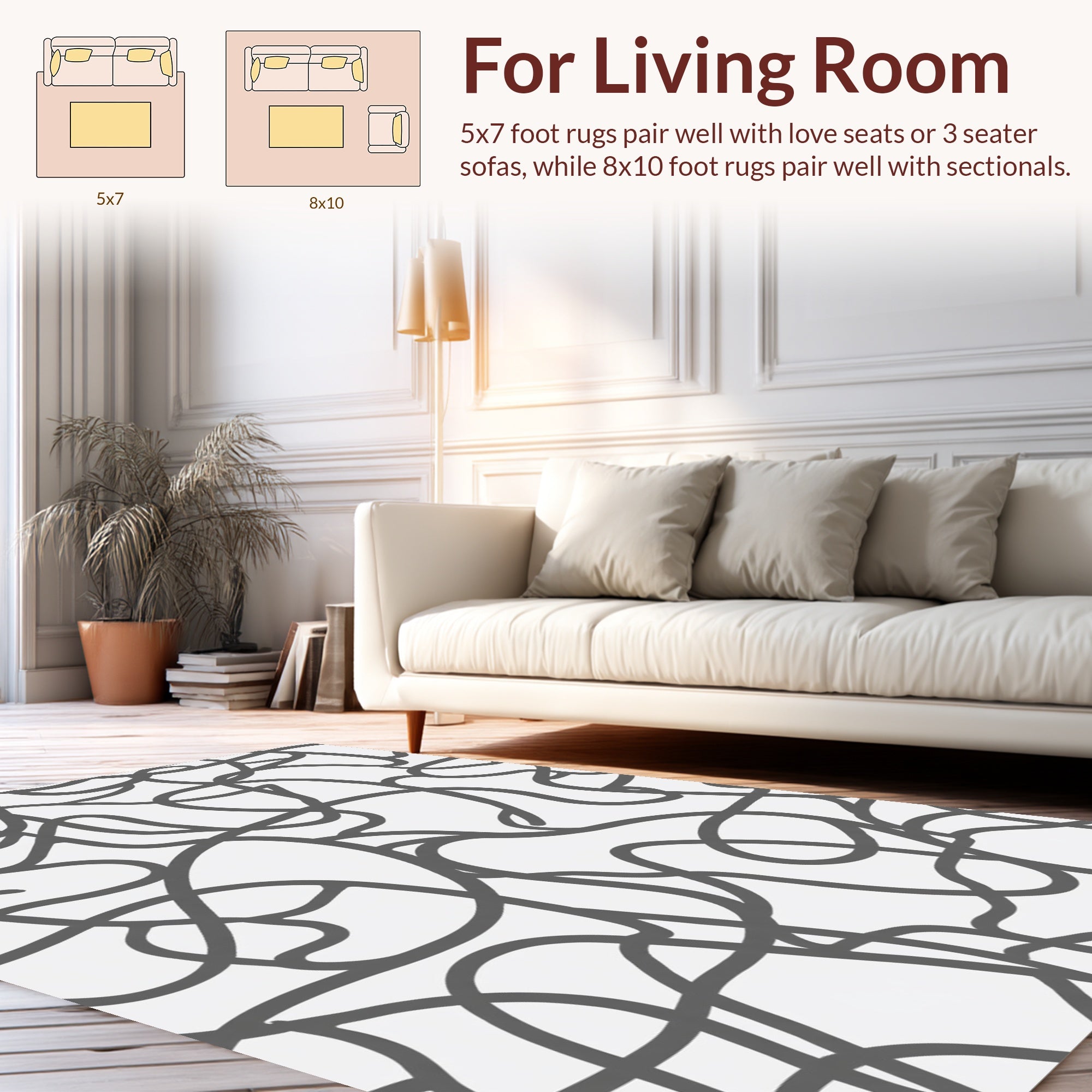 Abstract Intertwined Dark Lines Rug