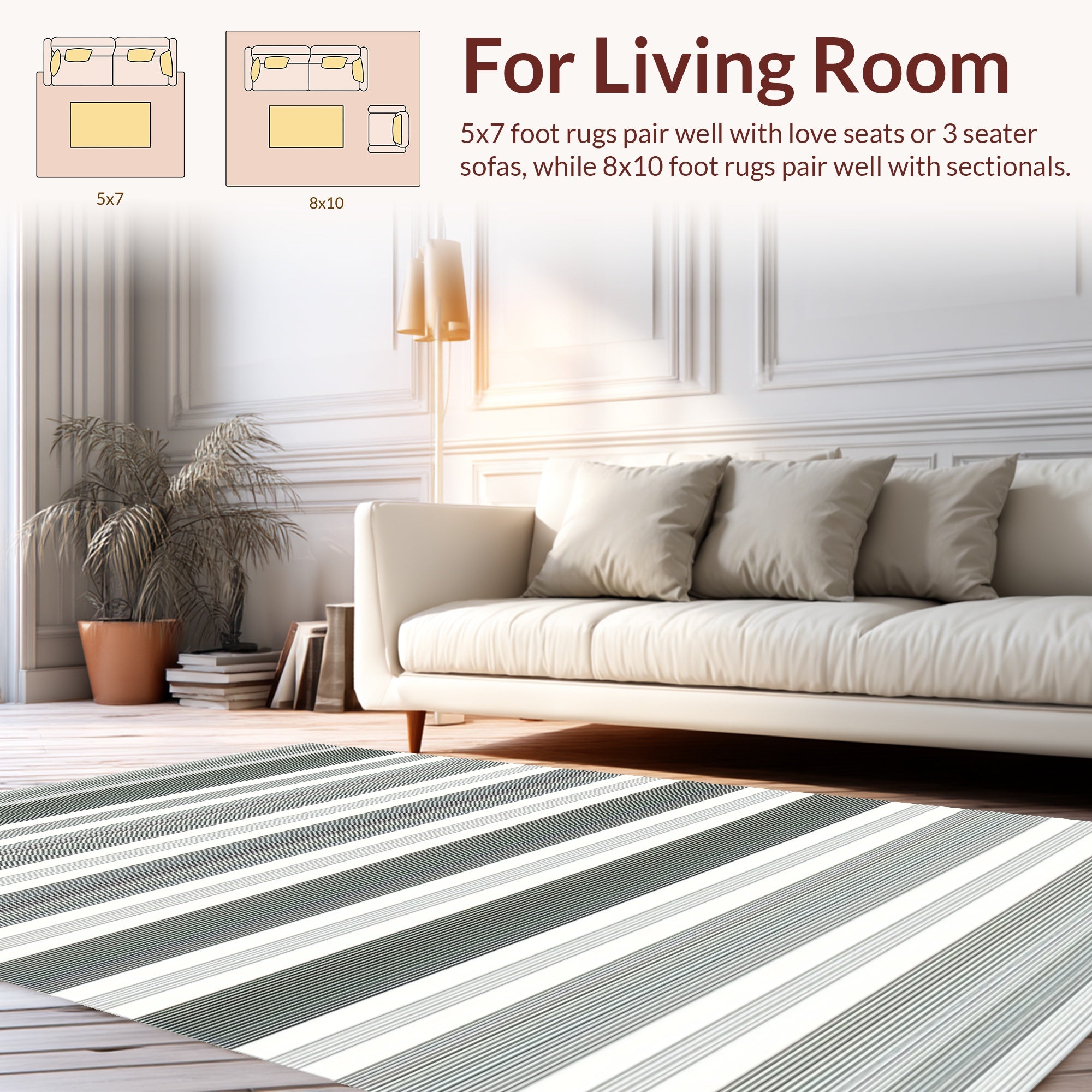 Thin Lined Graduated Stripe Pattern Rug