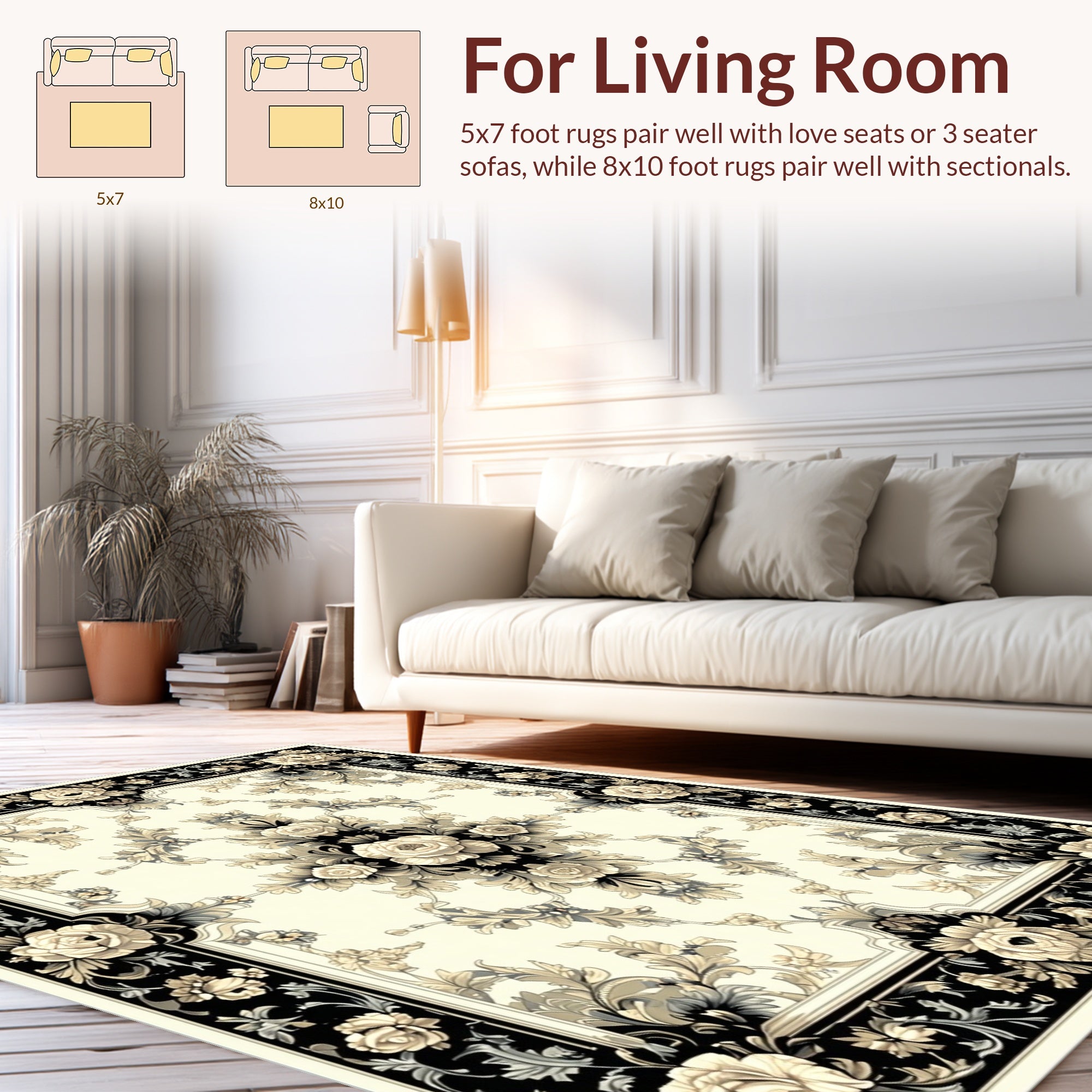 Ornate Floral Classic Design Rug