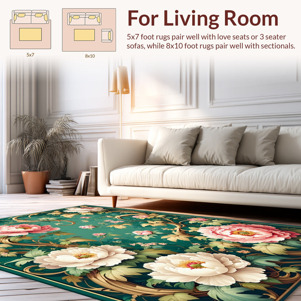 Ornate Pink White Floral Vines Rug