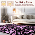Pink Floral Pattern On Black Rug
