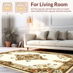 Elaborate Golden Floral Medallion Rug