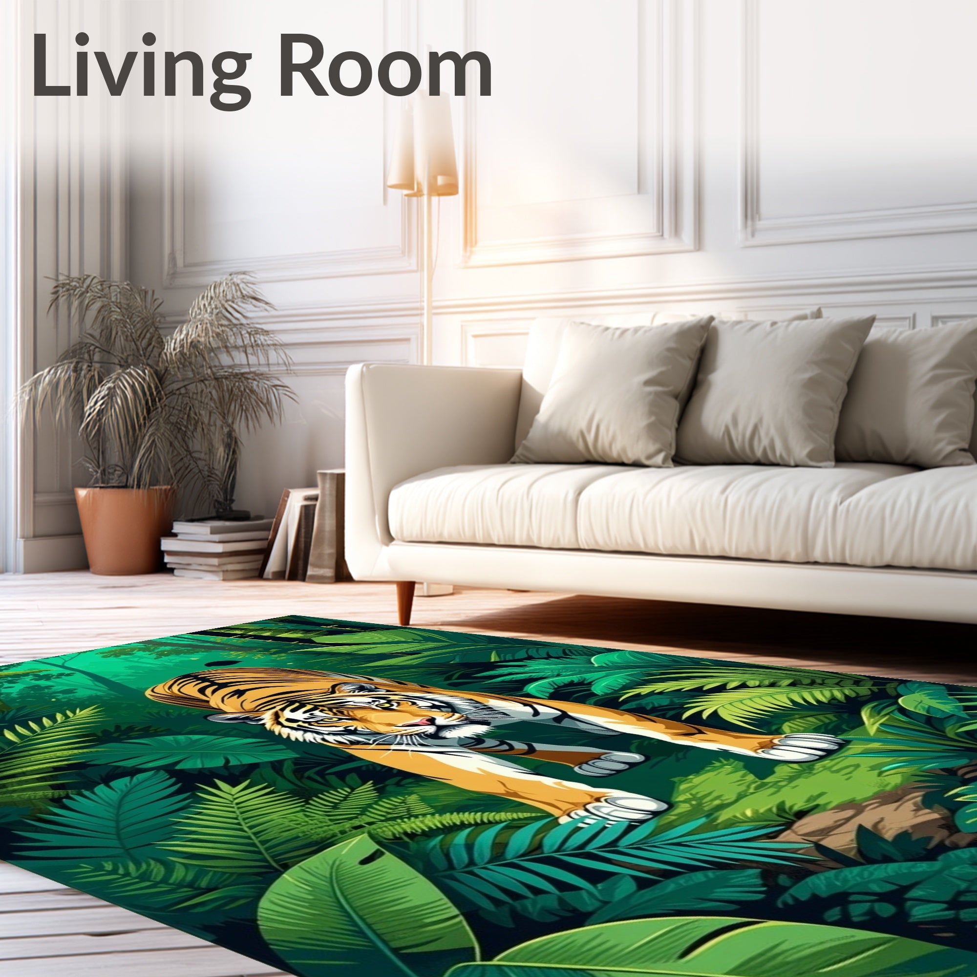 Bold Tiger Jungle Scene Rug