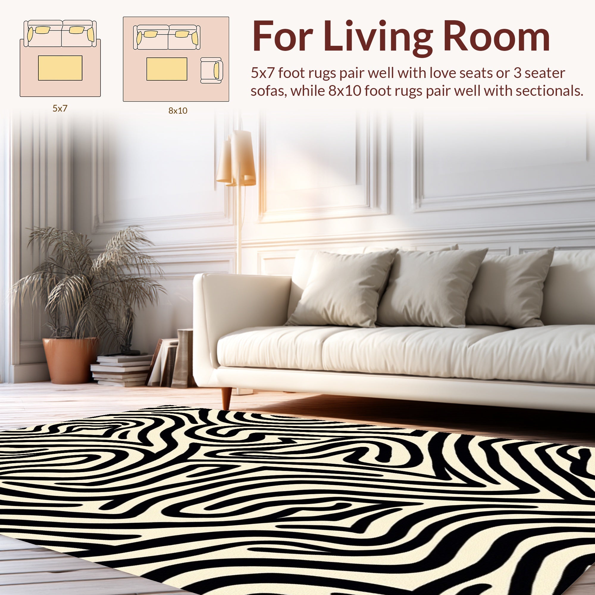 Bold Black Abstract Zebra Stripe Rug