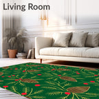 Christmas Pinecone Holly Berry Sprigs Rug