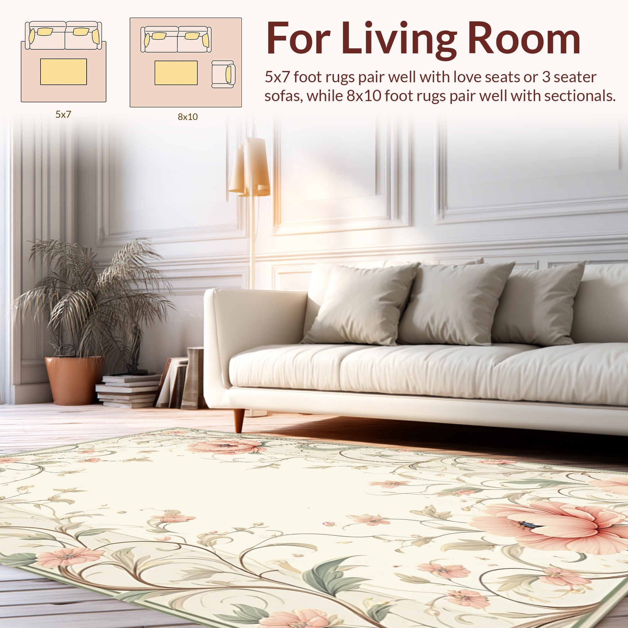 Vintage Floral Swirl Dusty Rose Design Rug