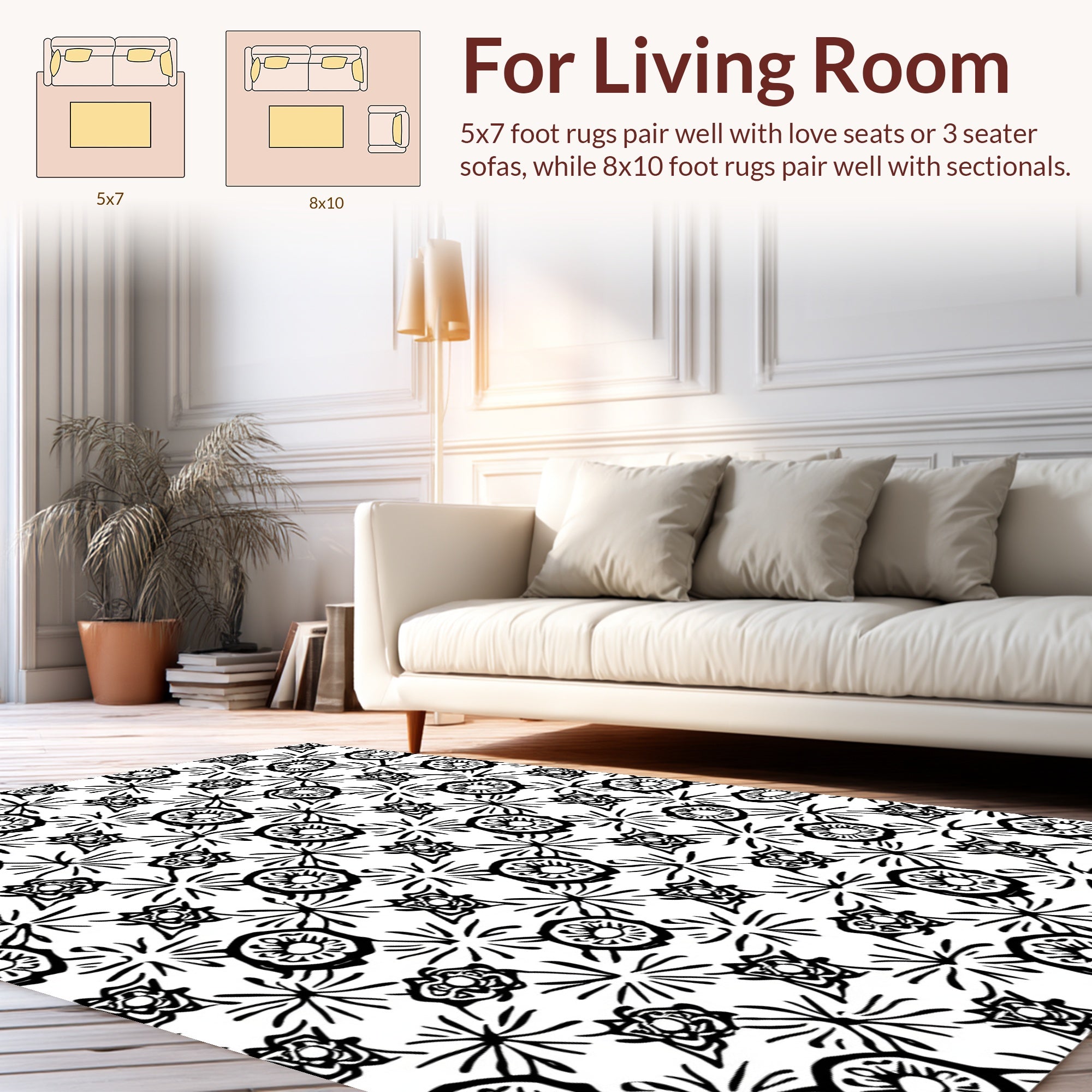 Whimsical Flower And Starburst Pattern Rug