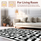 Bold Black White Geometric Pattern Rug