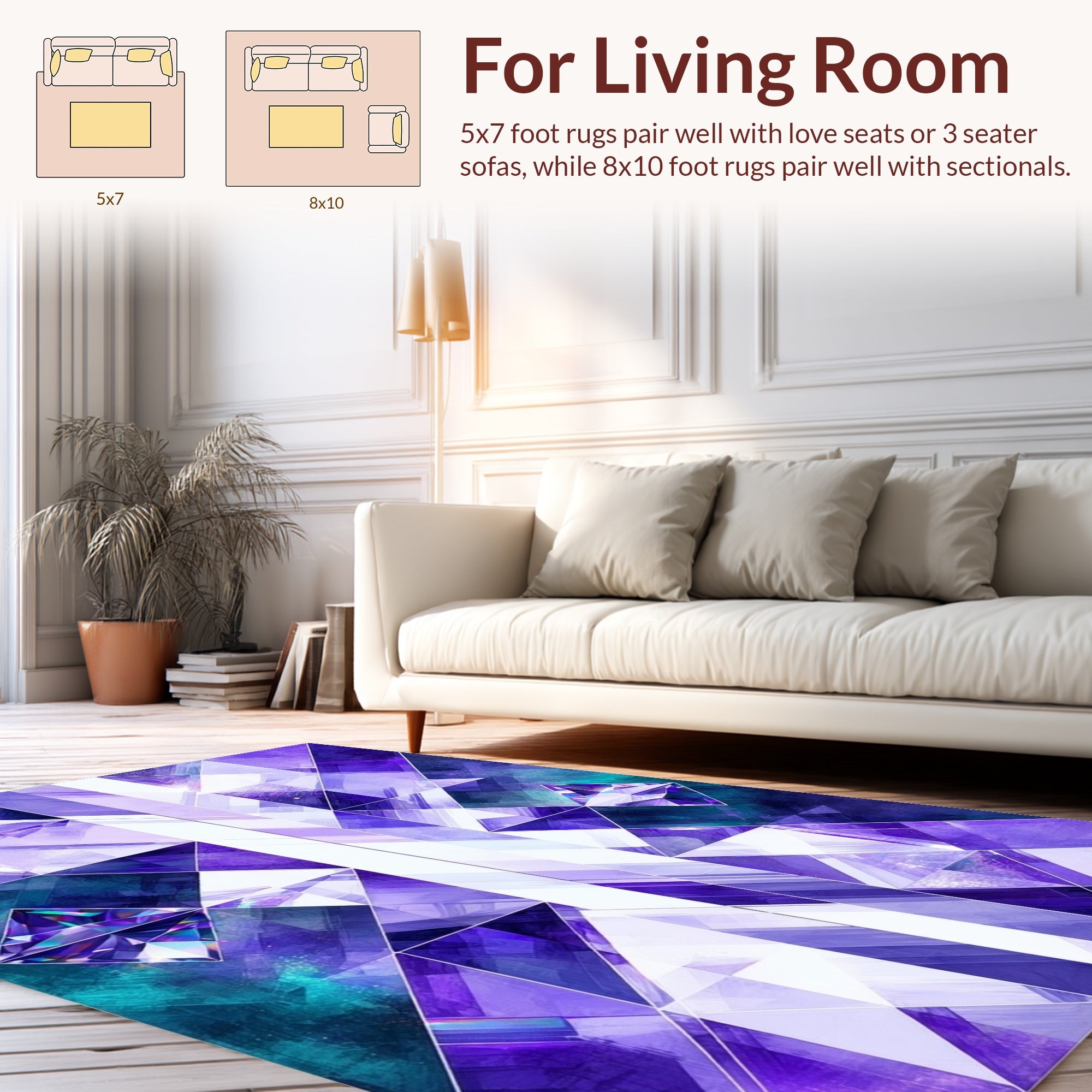 Prismatic Geometric Diamond Pattern Rug