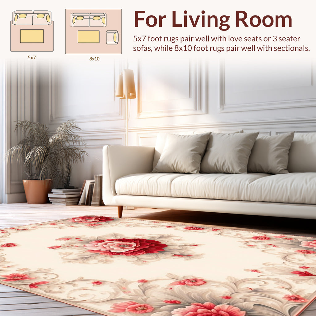 Grand Floral Scrollwork And Botanical Rug