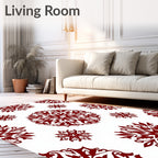 Deep Red Floral Medallion Arrangement Rug