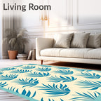 Teal Leafy Bush Cream Repeat Rug