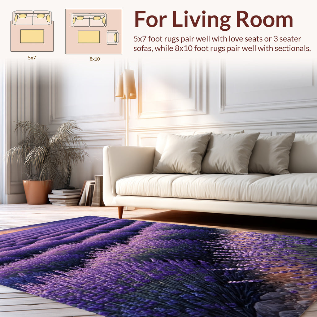 Purple Lavender Field Pattern Design Rug