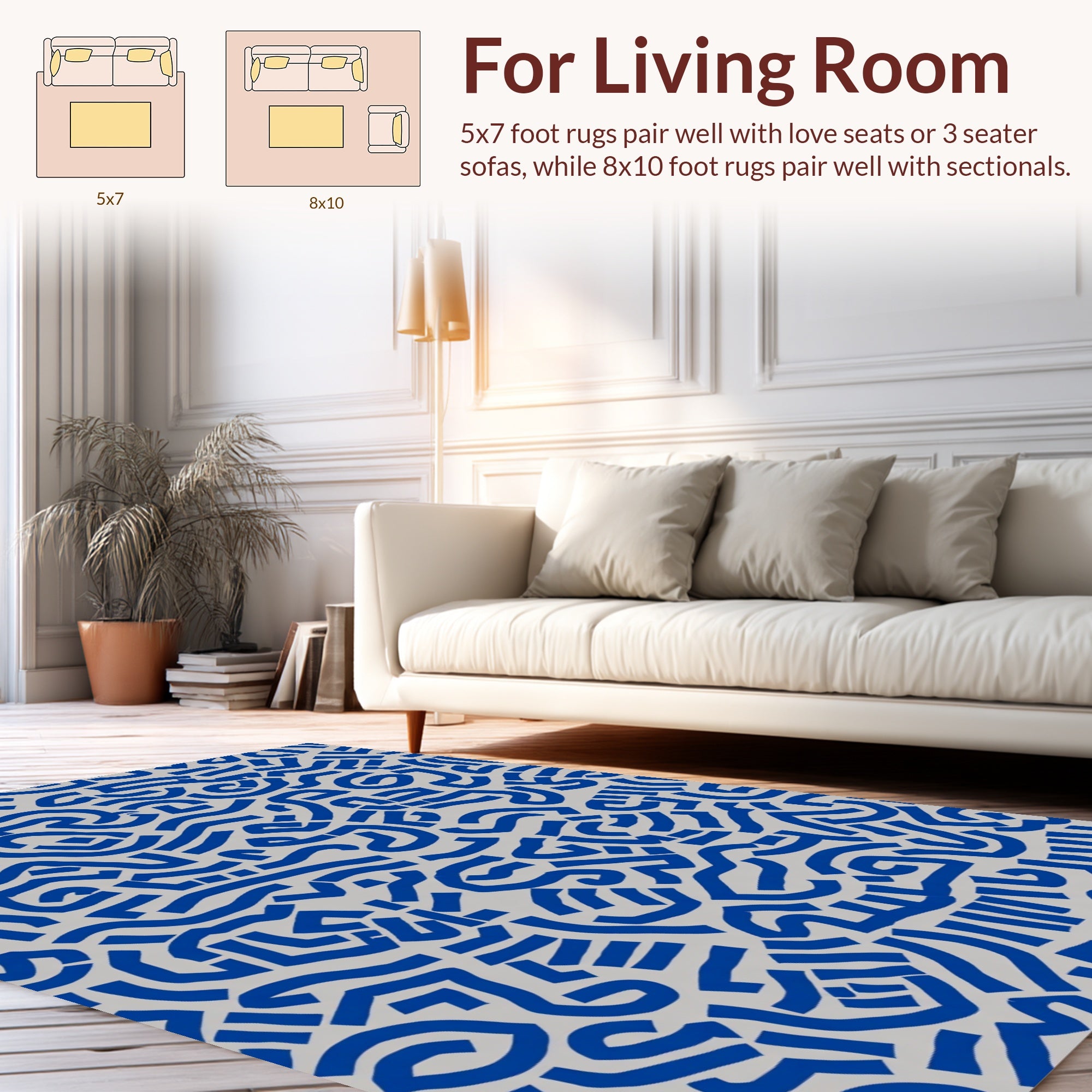 Abstract Blue Ribbon Pattern Rug