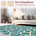 Teal Floral Vine Inspired Pattern Rug