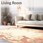 Whimsical Floral Cat Vine Pattern Rug