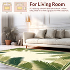 Tropical Green Palm Leaf Border Design Rug