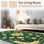 Ornate Floral Cream Emerald Design Rug
