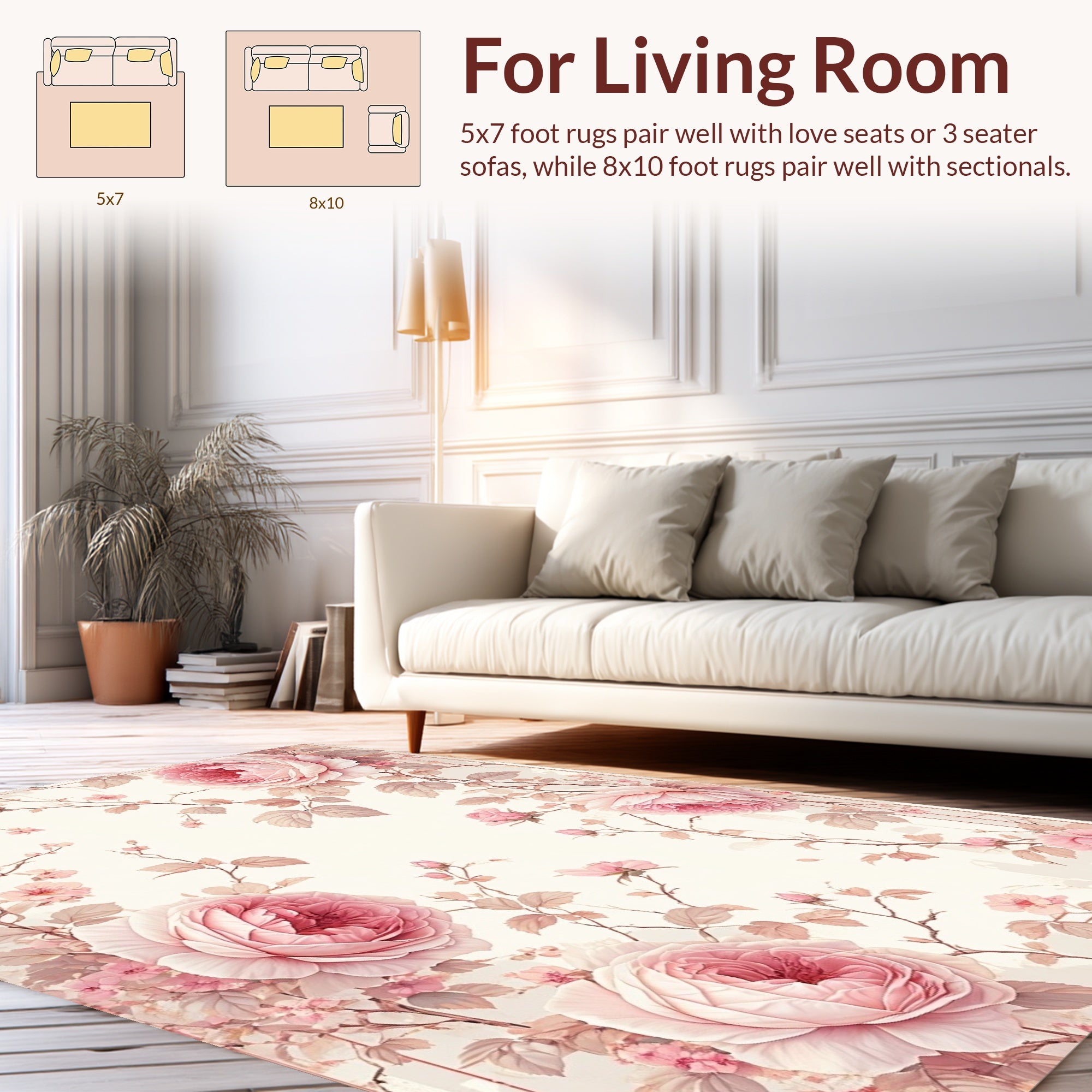Vintage Rose Floral Garden Design Rug