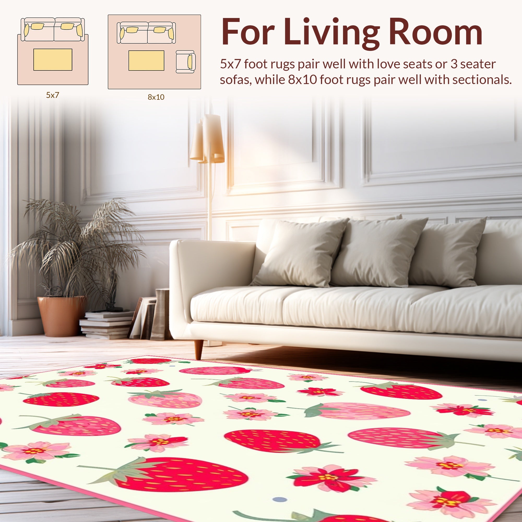 Strawberry Cherry Blossom Pattern Rug