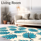 Teal Tropical Fern Leaf Repeats Rug