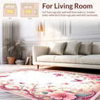 Pink Floral Butterfly Whimsical Design Rug