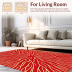 Red and Yellow Radial Organic Pattern Rug