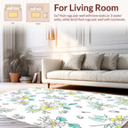 Whimsical Floral Pattern with Yellow Accents Rug
