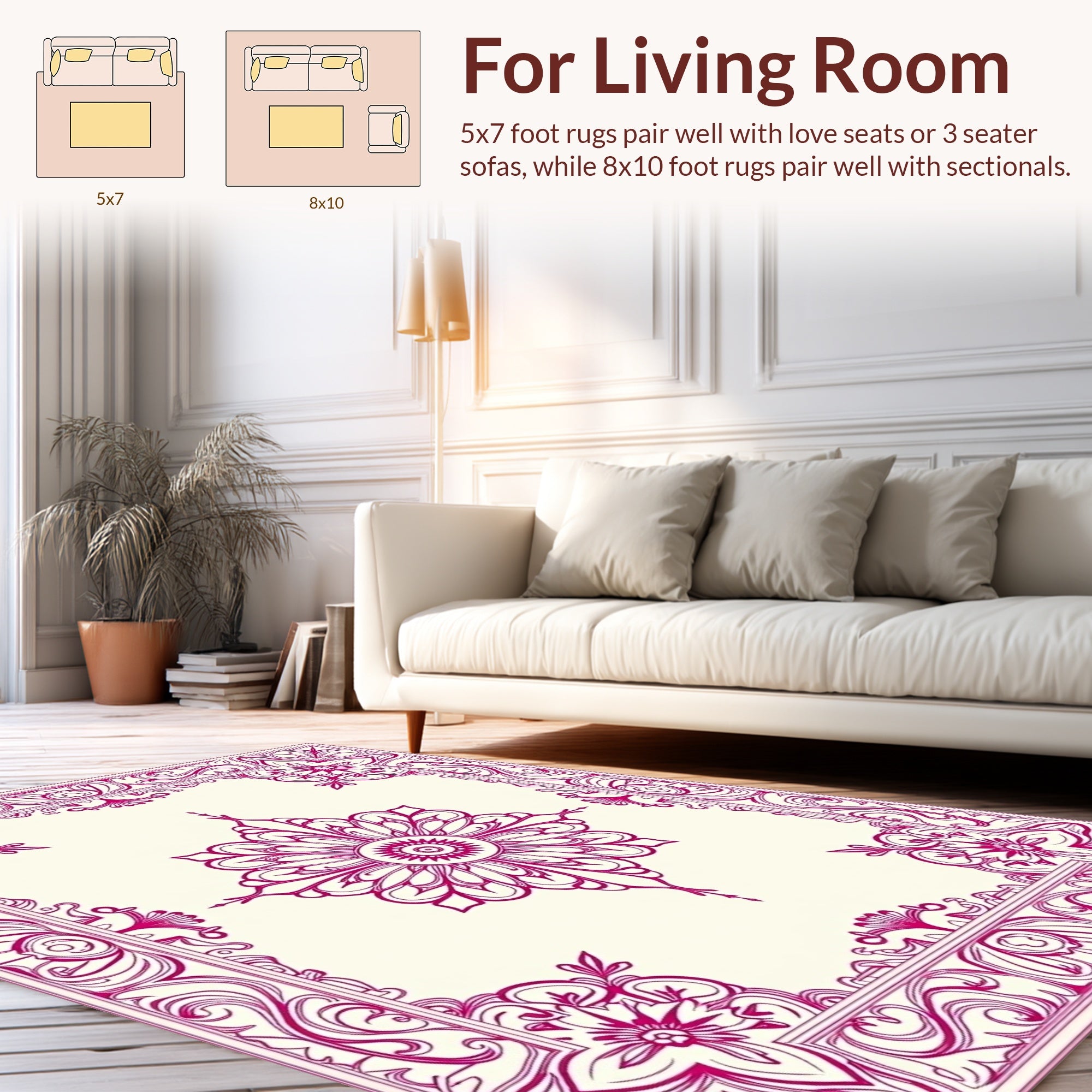 Ornate Floral Frame Design Rug