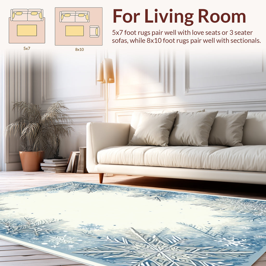 Winter Wonderland Snowflake Design Rug
