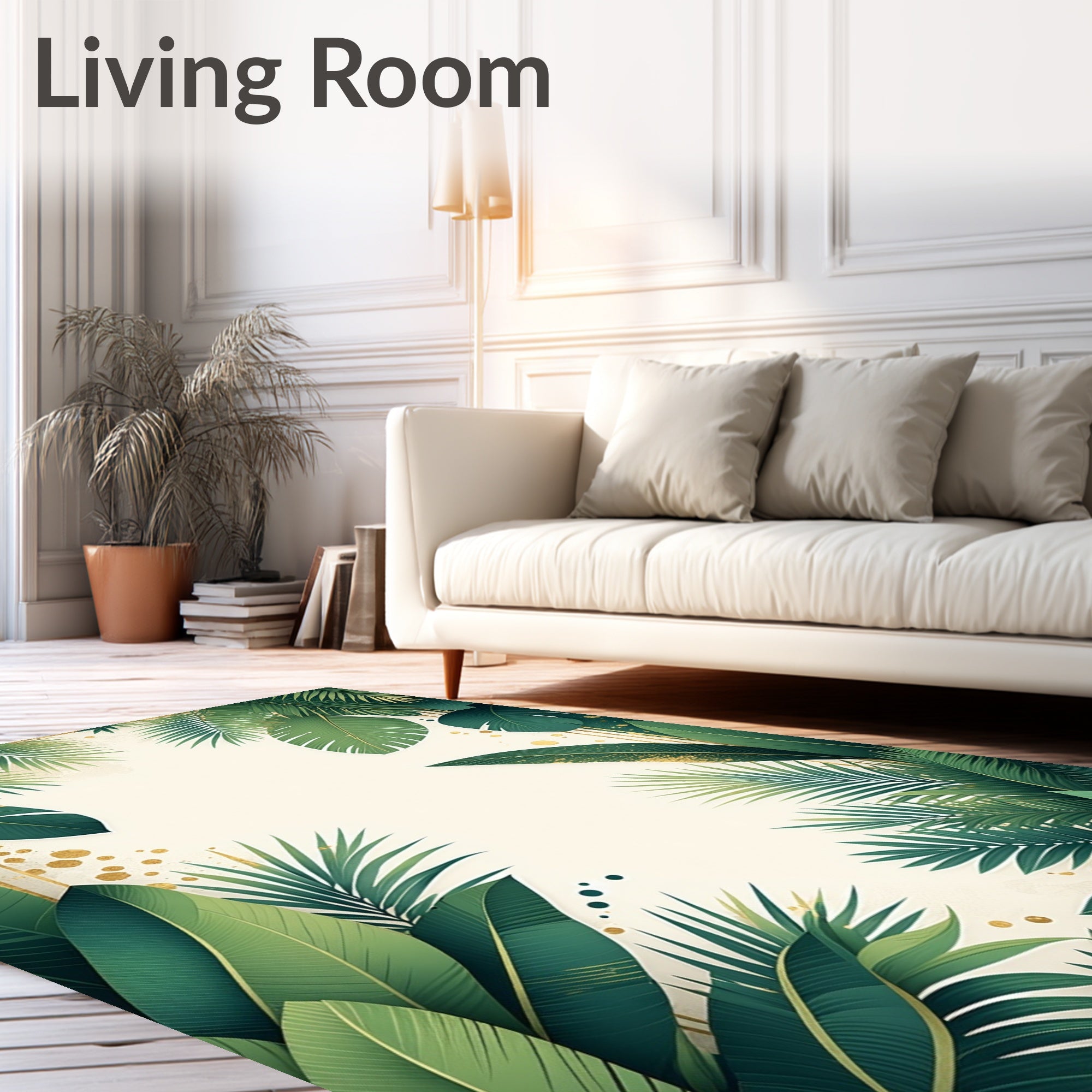 Tropical Leaf With Golden Accents Rug
