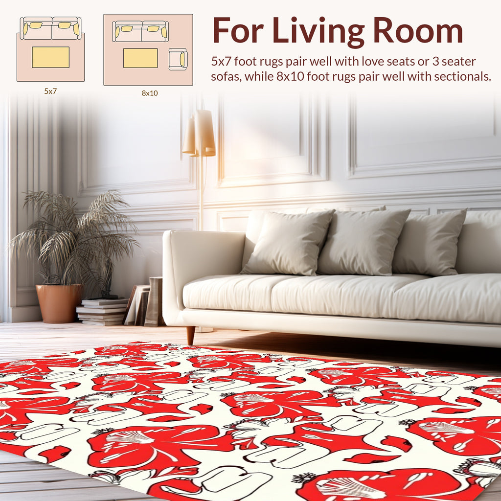 Red Floral Symmetry Pattern Rug