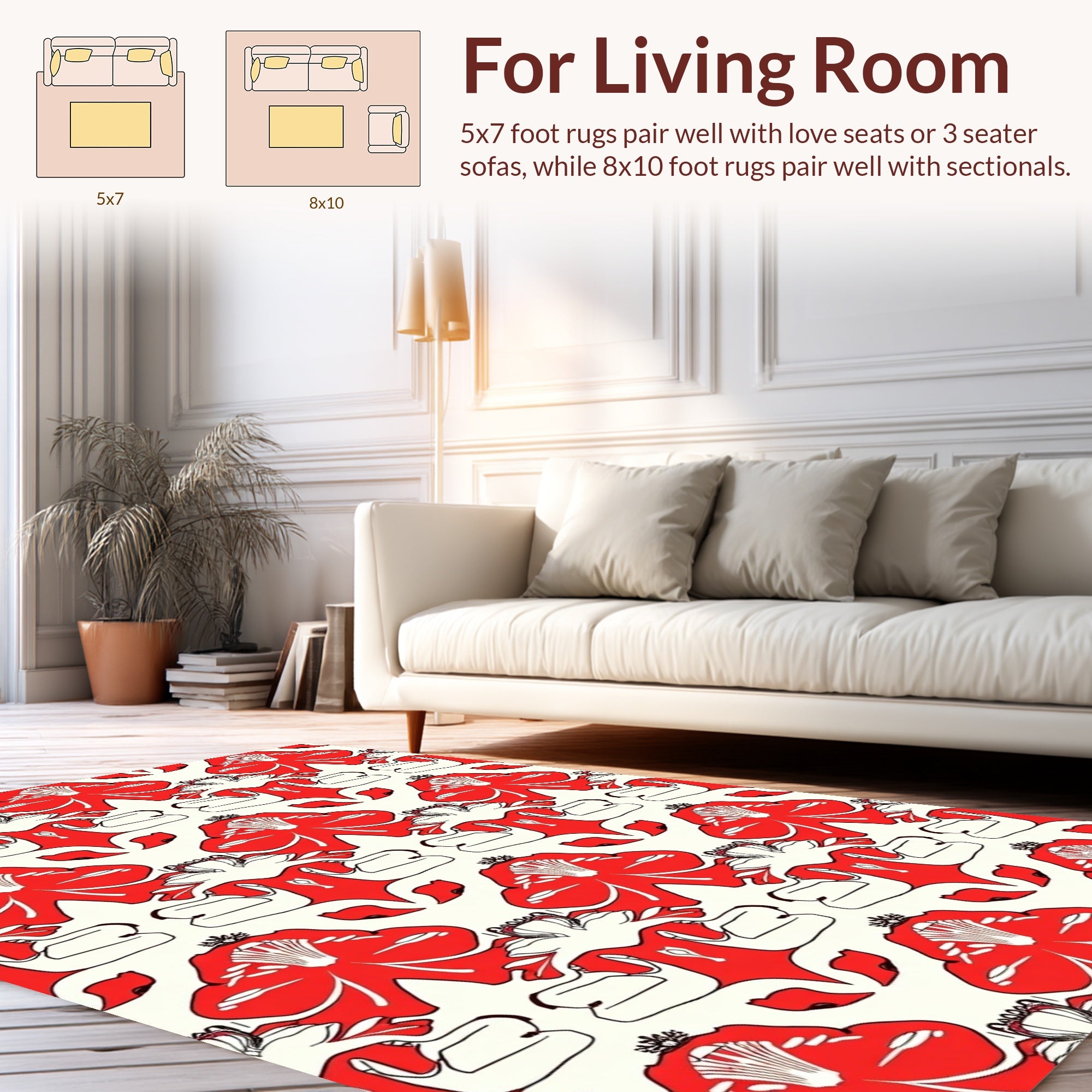 Red Floral Symmetry Pattern Rug