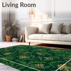 Emerald Green Botanical Vine Garland Rug