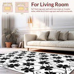 Floral Vine Black And White Pattern Rug