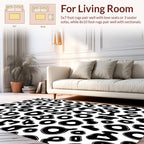 Abstract Black White Amorphous Shapes Rug