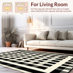 Modern Black Cream Grid Pattern Rug