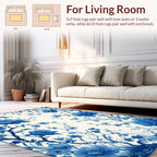 Blue Floral Branches And Leaves Design Rug