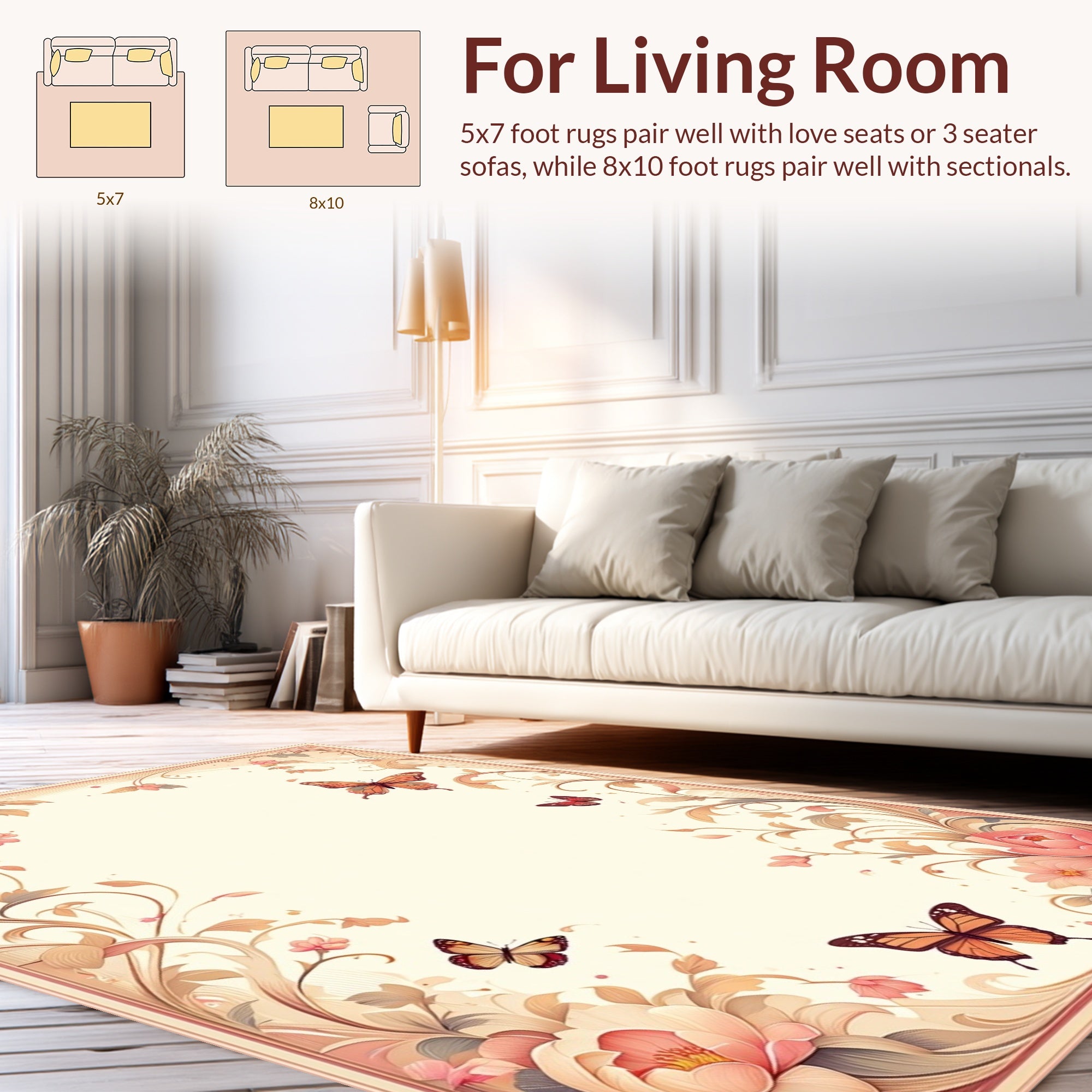 Floral Butterfly Meadow Design Rug