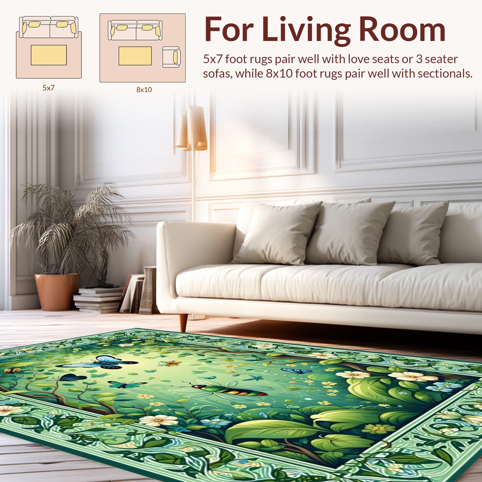 Whimsical Woodland Insect Flora Art Rug