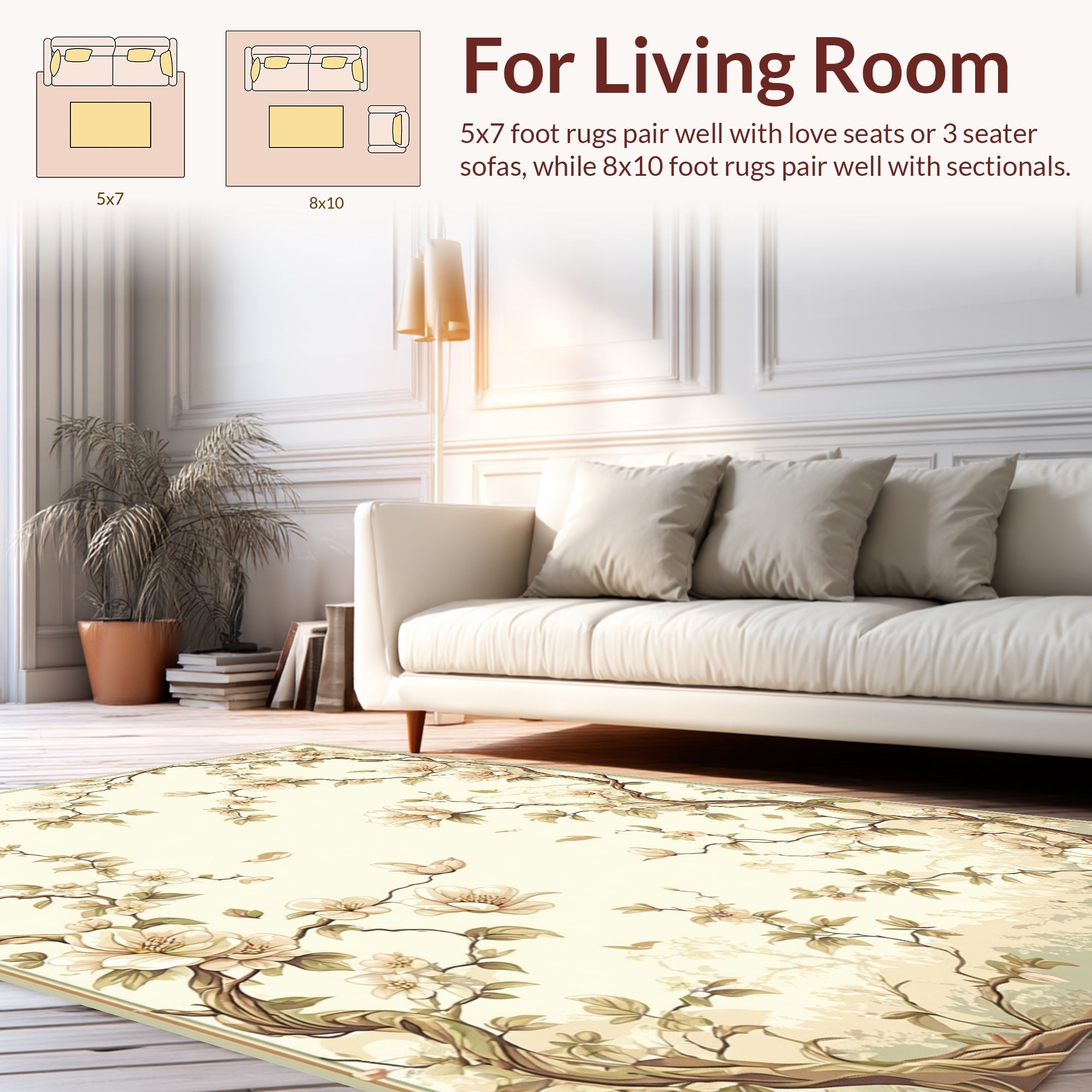 Vintage Floral Tree Branches Rug