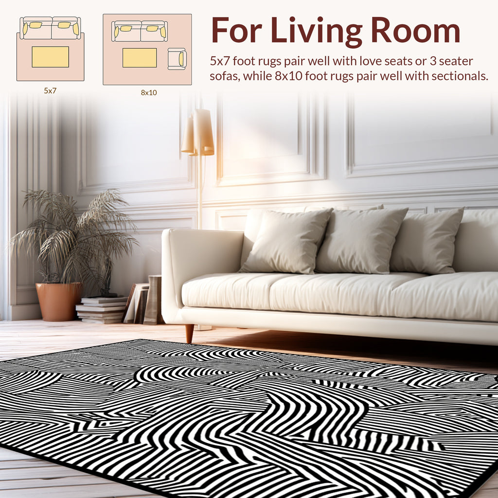 Abstract Striped Optical Illusion Design Rug