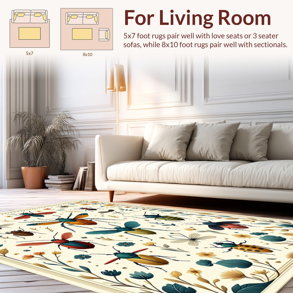 Whimsical Insect Botanical Collection Rug